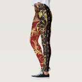Leggings Yuletide Opulence : Threads dorés de Noël (Gauche)
