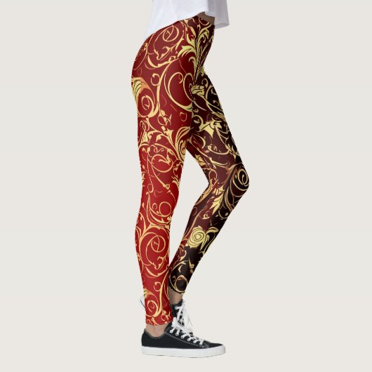Leggings Yuletide Opulence : Threads dorés de Noël (Droite)