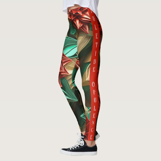 Leggings Yuletide Opulence : Threads dorés de Noël (Gauche)