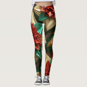 Leggings Yuletide Opulence : Threads dorés de Noël (Devant)