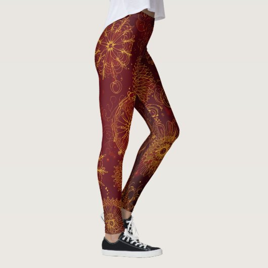 Leggings Yuletide Opulence : Threads dorés de Noël (Droite)