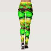 Leggings Zag abstrait à fermeture éclair vert et rouge (Dos)