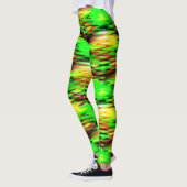 Leggings Zag abstrait à fermeture éclair vert et rouge (Gauche)
