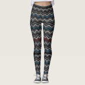 Leggings Zag bleu/rouge Zig avec stries noires...Diabète (Devant)