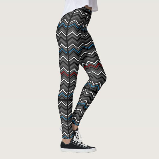 Leggings Zag bleu/rouge Zig avec stries noires...Diabète (Droite)