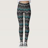 Leggings Zag Zig Turquoise avec Striping Noir...POTS (Devant)