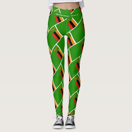 Leggings ZAMBIA DRAPEAU Écriture EXÉCUTEZ VOTRE COURSE Pers (Devant)