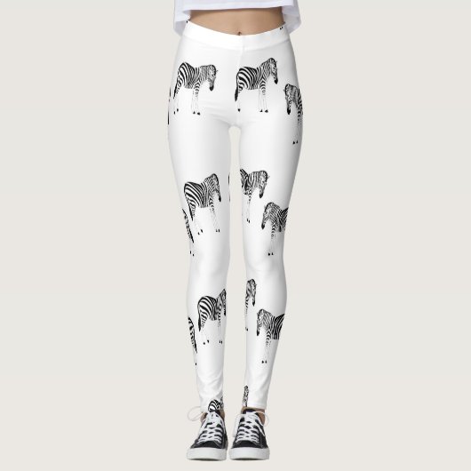 Leggings Zebra animal pattern on white (Devant)