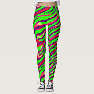 Leggings Zebra coloré Imprimer la bande Motif Abstrait