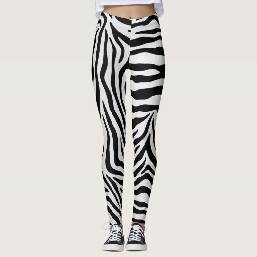 Leggings Zebra imprimé pantalon de yoga noir et blanc (Devant)
