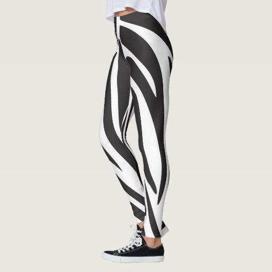 Leggings Zebra noir et blanc Imprimer rayures motif tendanc (Gauche)