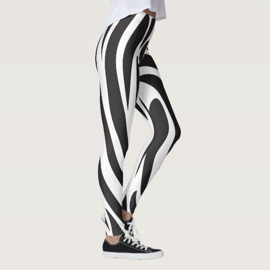 Leggings Zebra noir et blanc Imprimer rayures motif tendanc (Droite)