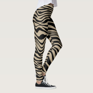 Leggings Zebra noir kaki poster de animal safari motif