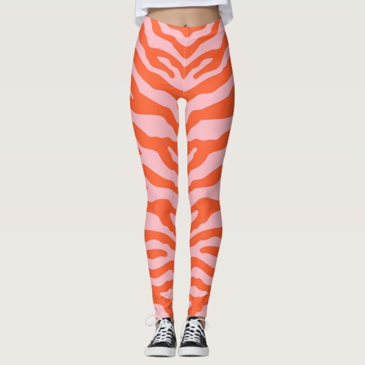 Leggings Zebra Print orange et rose (Devant)