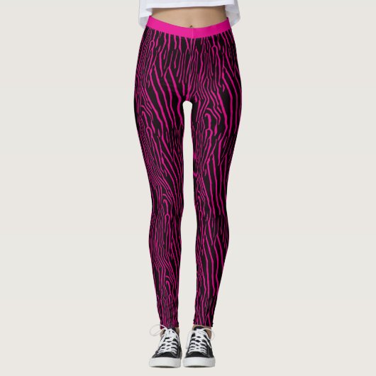 Leggings Zebra Skin Imprimer rose Noir Original Fille tenda (Devant)