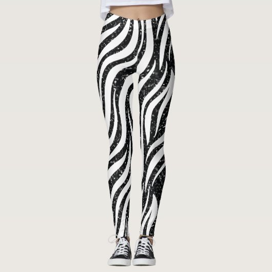 Leggings Zebra Stripes Black Parties scintillant Wild Anima (Devant)