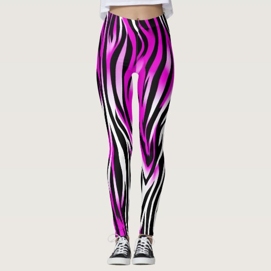 Leggings Zebra Tiger Stripe rose motif de peau animale sauv (Devant)