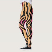 Leggings Zebra Tiger Stripe rose motif de peau animale sauv (Gauche)