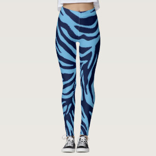 Leggings zèbre 3 poster de animal dans les tons bleus