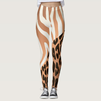 Leggings Zèbre et Empreinte de léopard