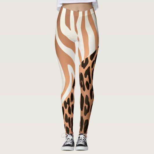 Leggings Zèbre et Empreinte de léopard (Devant)