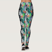 Leggings Zèbre et motif de fleurs exotique 2 (Dos)