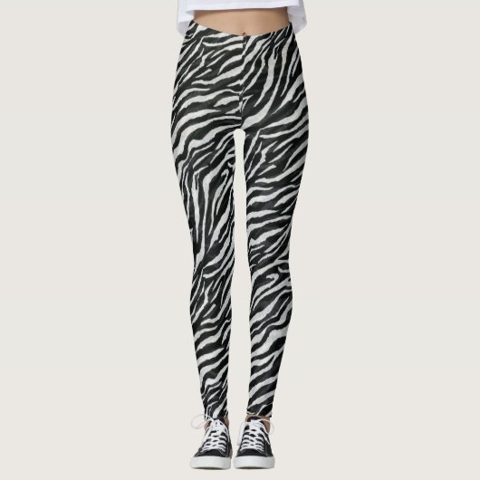Leggings Zèbre moderne noir blanc (Devant)