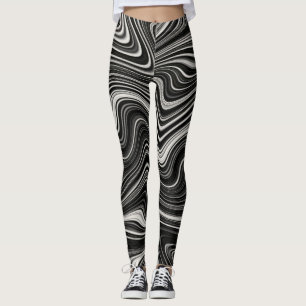 Leggings Zèbre noir et blanc Wavy Abstraction