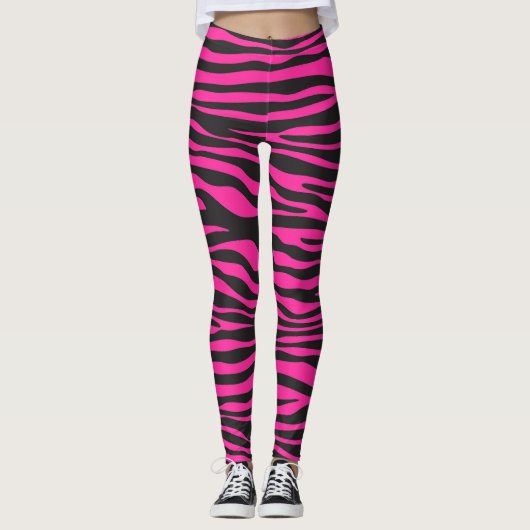 Leggings Zèbre rose et noir (Devant)