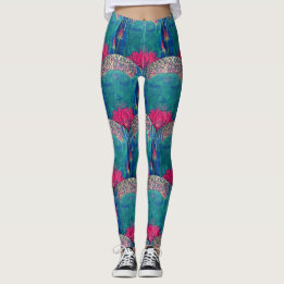 Leggings Zen Buddha Lotus Green Motif Yoga Art