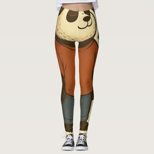 Leggings Zen Panda Sticker – Relaxed Cartoon Bear in Casual (Devant)