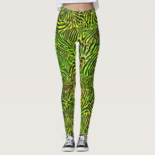 Leggings Zibra vert et noir (Devant)
