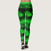 Leggings zigzag Abstrait formé de noir taché à vert (Dos)