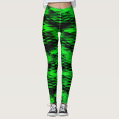 Leggings zigzag Abstrait formé de noir taché à vert (Devant)