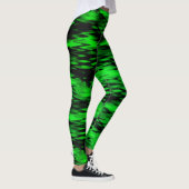 Leggings zigzag Abstrait formé de noir taché à vert (Droite)