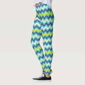Leggings Zigzag bleu vert jaune Chevron Motif Joli (Gauche)