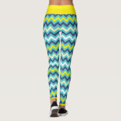 Leggings Zigzag bleu vert jaune Chevron Motif Joli (Dos)