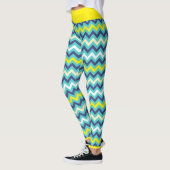 Leggings Zigzag bleu vert jaune Chevron Motif Joli (Gauche)
