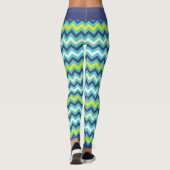 Leggings Zigzag bleu vert jaune Chevron Motif Joli (Dos)