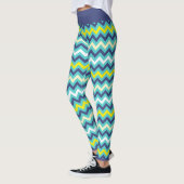 Leggings Zigzag bleu vert jaune Chevron Motif Joli (Gauche)