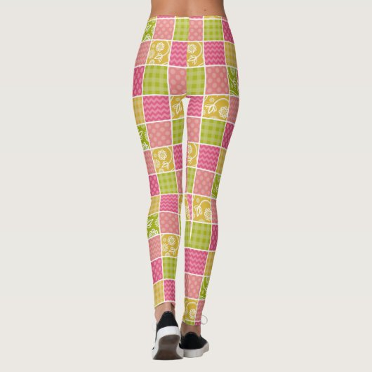 Leggings Zigzag, Chevron, Pois, En vichy, Patchwork (Dos)