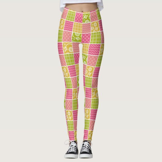 Leggings Zigzag, Chevron, Pois, En vichy, Patchwork (Devant)