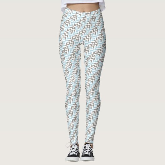 Leggings ZigZag géométrique bleu et argent (Devant)