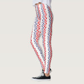Leggings ZigZag géométrique rouge blanc et bleu (Gauche)