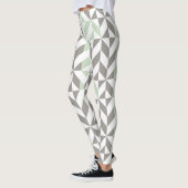 Leggings ZigZag géométrique Sage Green et Silver (Gauche)