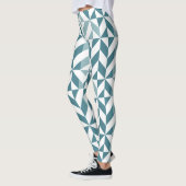 Leggings ZigZag géométrique vert turquoise à deux tons (Gauche)