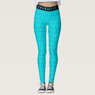 Leggings Zigzag Neon Turquoise Geometry Sports & Yoga Nom