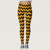 Leggings ZigZag noir et orange Chevron (Devant)