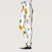 Leggings Zinnia jaune clair et rose sur arrière - plan blan (Gauche)
