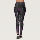 Leggings Zodiac Magie | Plum violet foncé Roses de crâne go (Dos)